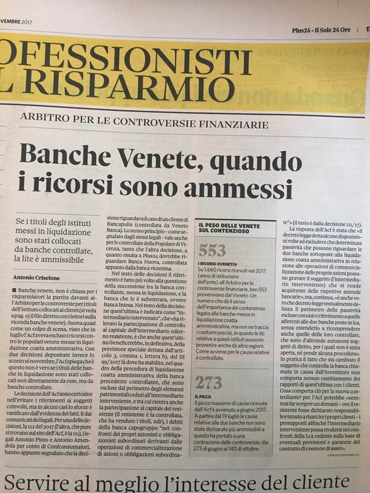 Intervista del Sole 24 ore ad Antonio Amendola e Antonio Pinto
